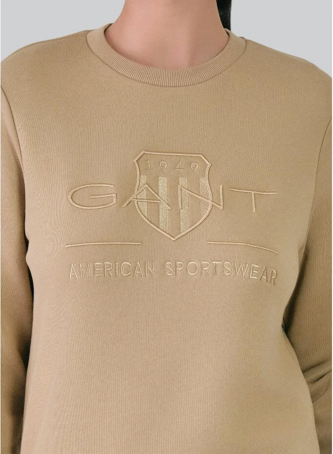 غانت Regular Fit Tonal Shield C-Neck Sweat