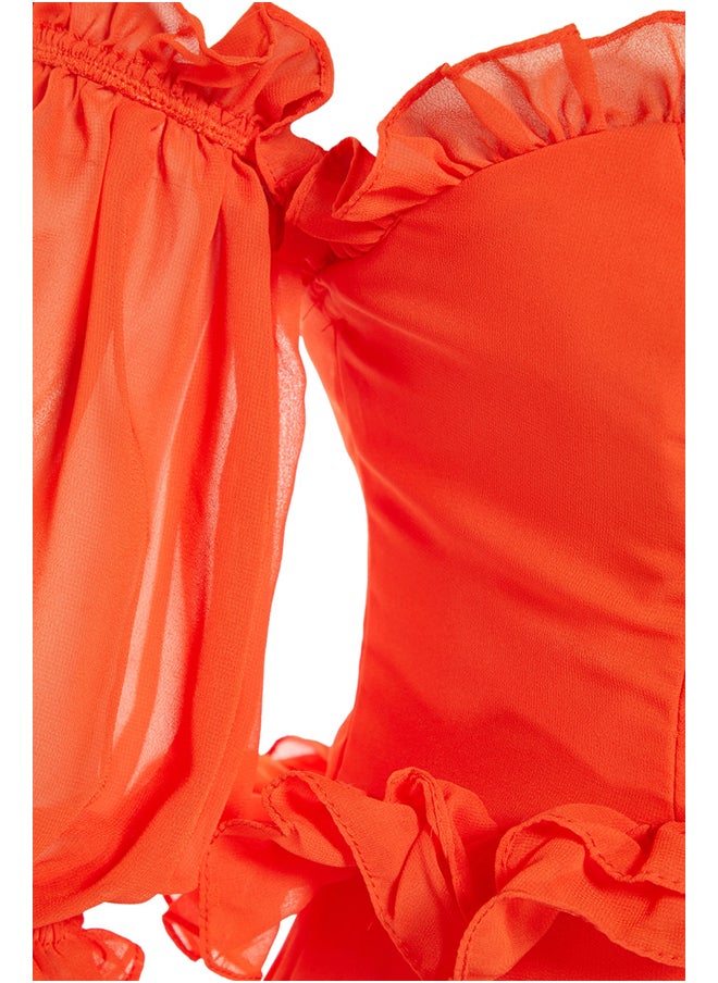trendyol - Sunflower Lined Chiffon Evening Dress TPRSS22AE00047 - Image 1