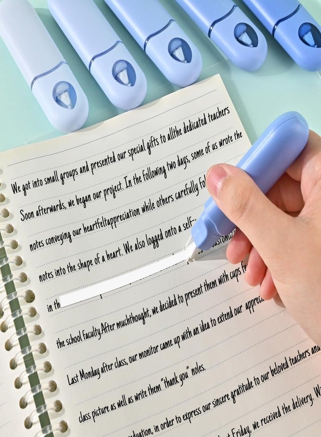 Temiary 12Pcs Cute White Smooth Pull Out Tape, Easy to Use White Correction Pens, 1/5 x 236in Smooth Writing & Aesthetic Office School Supplies (Blue) - Image 4