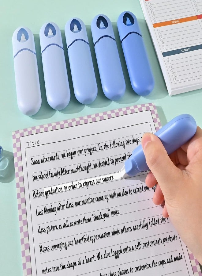 Temiary 12Pcs Cute White Smooth Pull Out Tape, Easy to Use White Correction Pens, 1/5 x 236in Smooth Writing & Aesthetic Office School Supplies (Blue) - Image 5