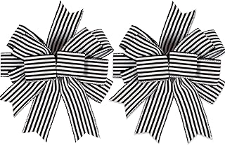 Hongsome Hongsome 2 Pack Black White Stripe Halloween Fall Bows for Wreaths,12Ã¢â‚¬Âx9.4Ã¢â‚¬ÂBlack and White Christmas  - Image 1