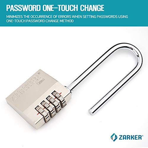 Zarker X50L - 4 Digit Heavy Duty Long Shackle Combination Lock, 1-Pack - Image 5