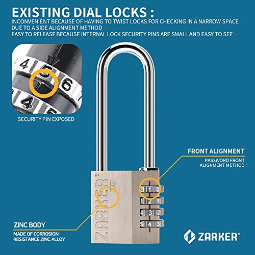 Zarker X50L - 4 Digit Heavy Duty Long Shackle Combination Lock, 1-Pack - Image 4