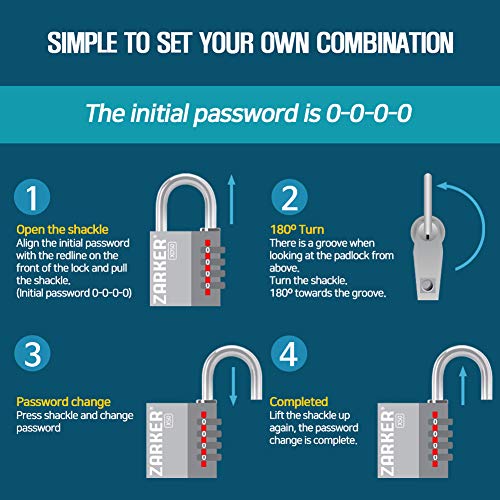 Zarker X50L - 4 Digit Heavy Duty Long Shackle Combination Lock, 1-Pack - Image 2