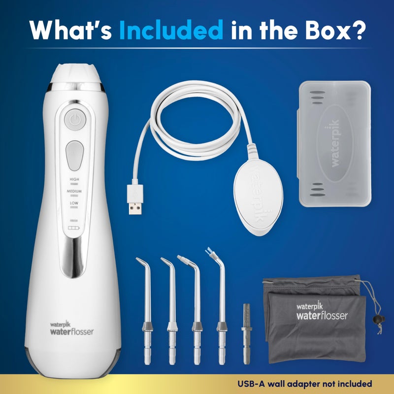 Waterpik Cordless Advanced 2.0 Water Flosser For Teeth, Gums, Braces, Dental Care With Travel Bag and 4 Tips, ADA Accepted, Rechargeable, Portable, and Waterproof, White WP-580, Packaging May Vary - Image 4