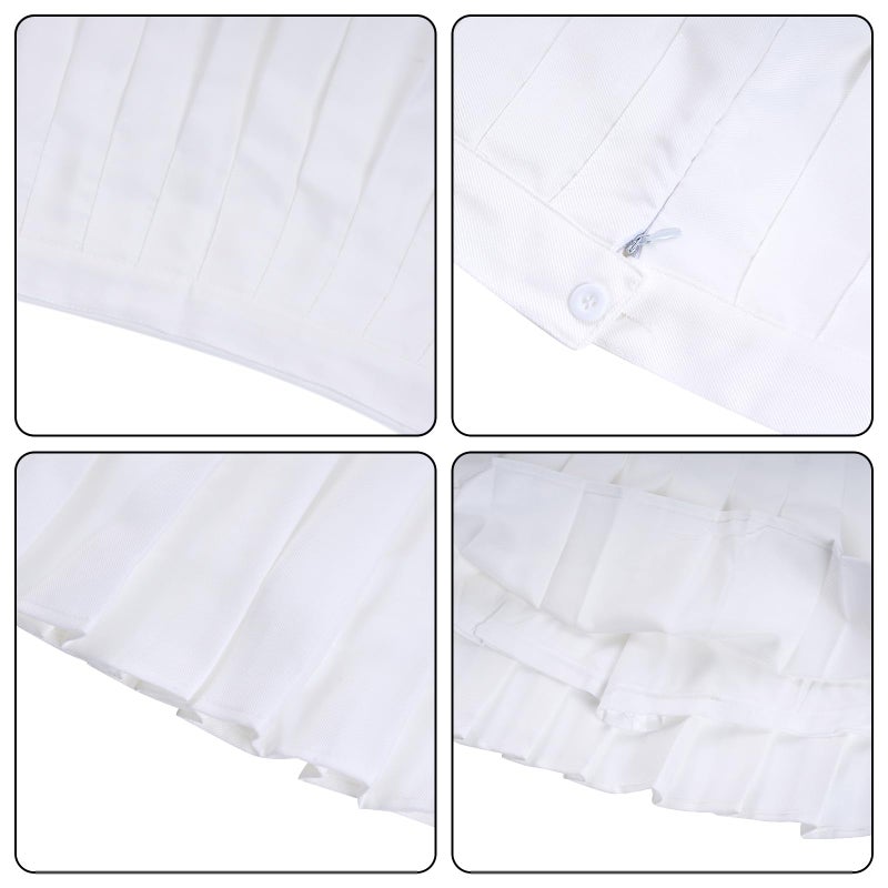 Rbenxia Womens Girl High Waisted Pleated Skirt A-Line Mini Skirt School Uniform Skater Tennis Skirts with Lining Shorts (White, Medium) - Image 4