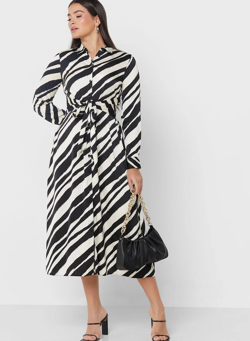 NEW LOOK Striped Tie Detail Shirt Dress