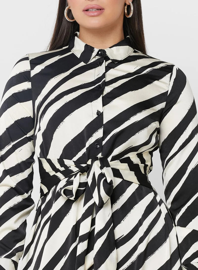 NEW LOOK Striped Tie Detail Shirt Dress
