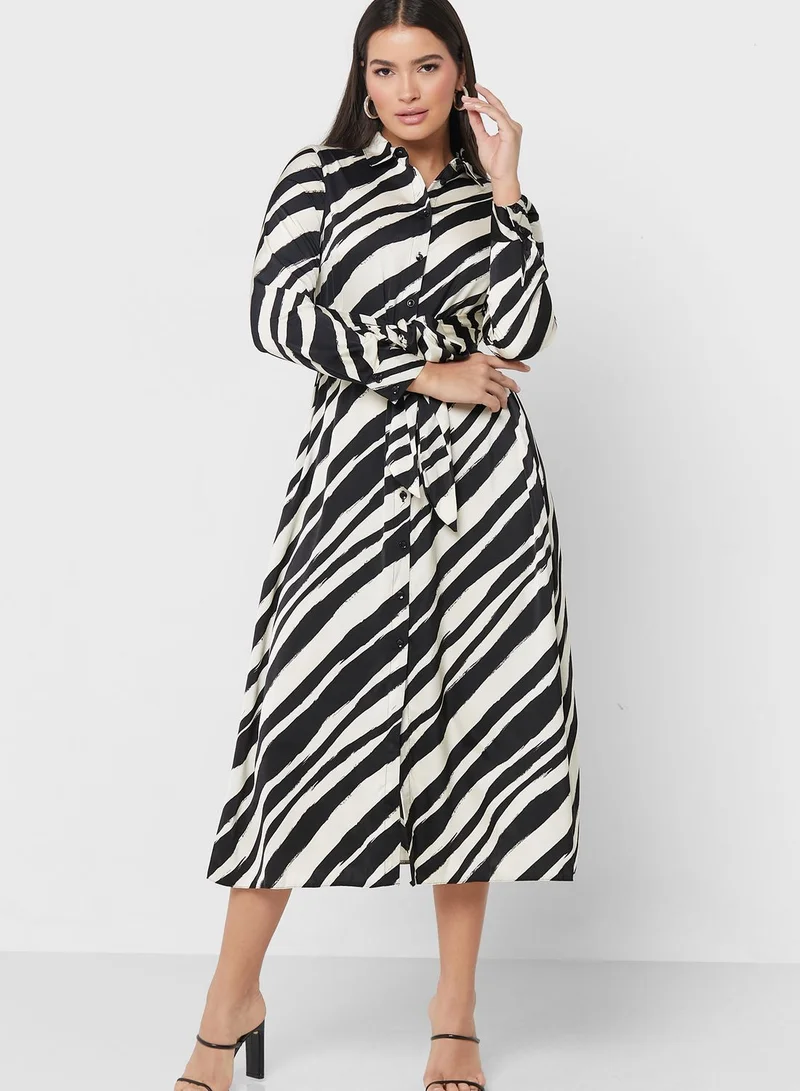 NEW LOOK Striped Tie Detail Shirt Dress