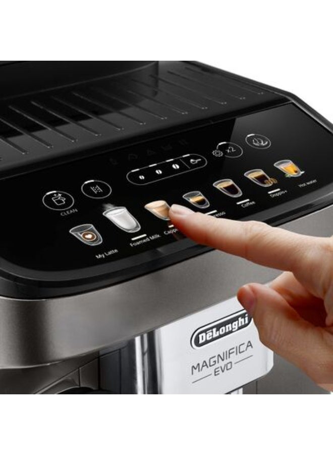 De'Longhi Magnifica Evo  Automatic Coffee Machine, Hot Milk Cream System for Automatic Cappuccino, Full-Touch Color Display, Extra Shot Function, x2 Function,ECAM290.83.GB Gray Black 1.8 L 1450 W ECAM290.83.GB grey - Image 3