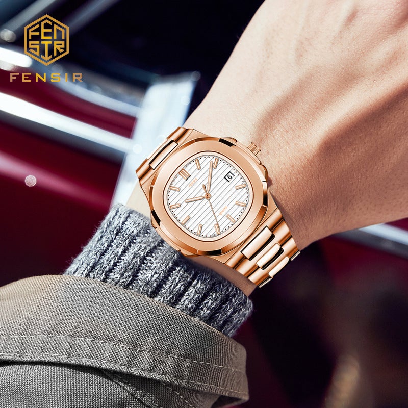 Fenshi 2030 Nautilus Casual Square Quartz Watch For Men, Stylish And Fashionable With Calendar, For Export, Large Dial - Image 3
