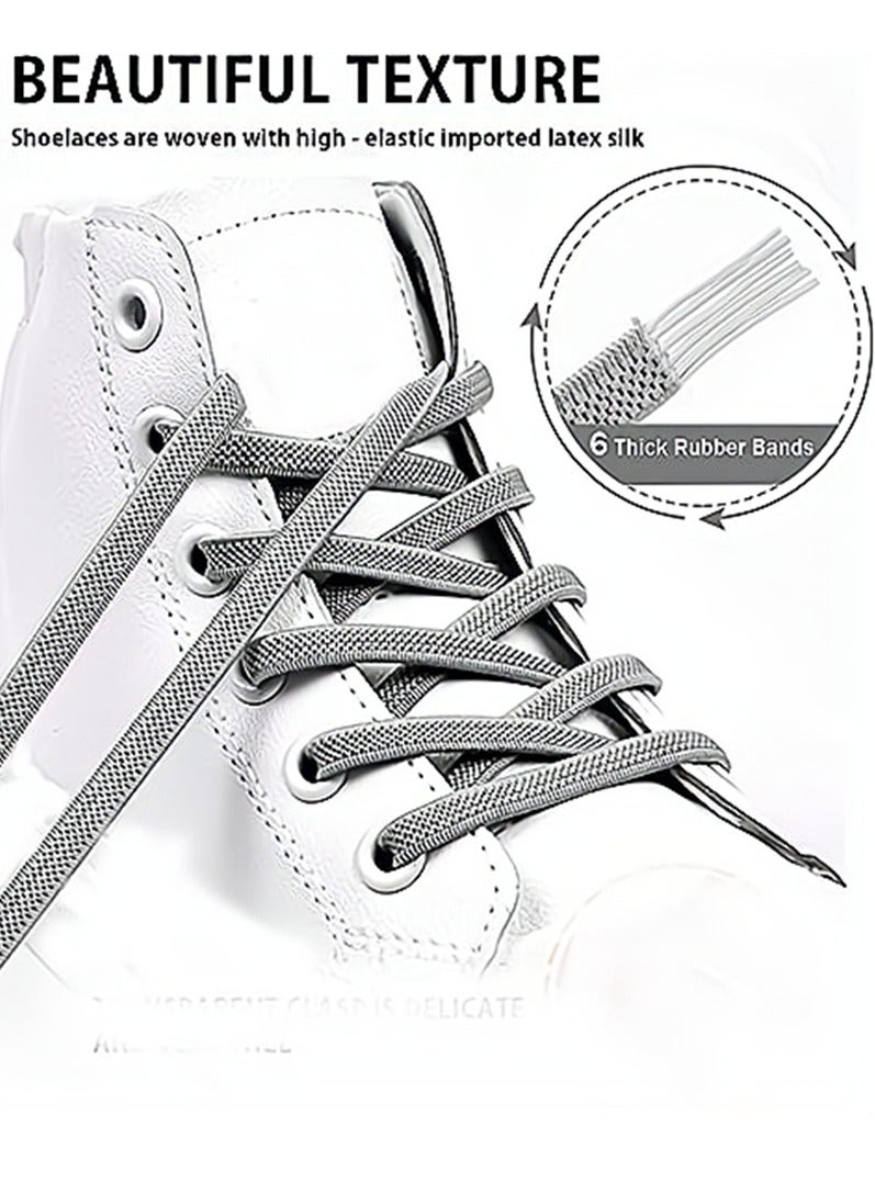 Zikra Shoe Laces No Tie, Tieless Elastic Shoe Laces with Shoelaces Lock Connector, One Size Fits All, Never Tie Your Shoes Again, No Tie Shoelaces for Kids and Adults, 2 Pcs, Black Shoelaces, Silver Lock - Image 5