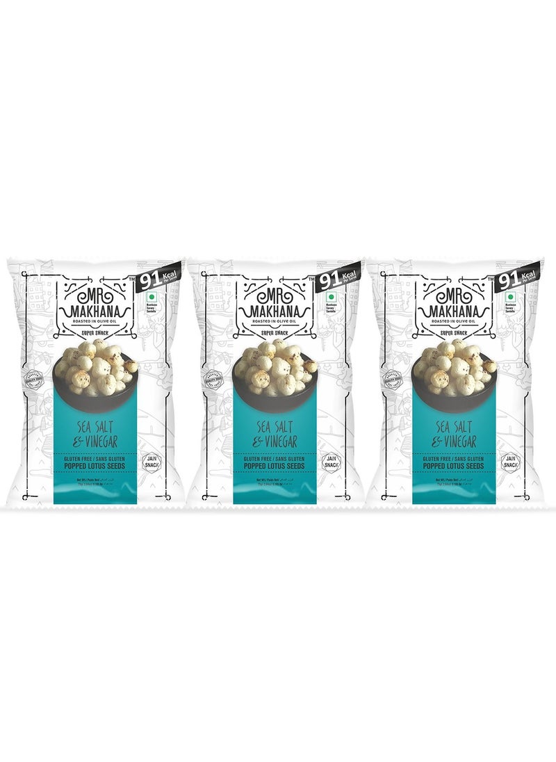 Mr Makhana Sea Salt and Vinegar 75 Grams Popped Lotus Seeds Pack of 3  - Image 1
