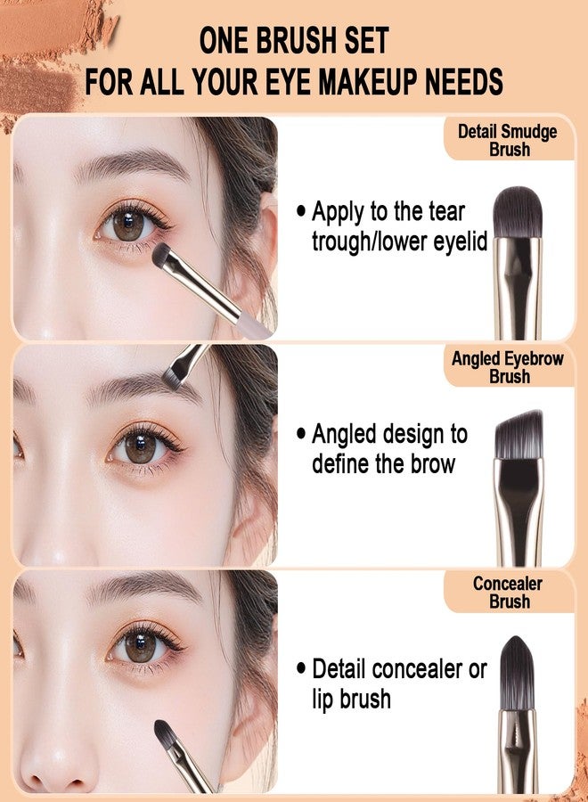 BEAUTYFACTOR 8Pcs Eye Makeup Brush Set, Professional Eyeshadow Makeup Brushes Under Eye with Synthetic Nose Contour Brush Angled Eyebrow Brushes for Liquid, Powder Blending Contouring Concealer Brows Eye shadows - Image 3