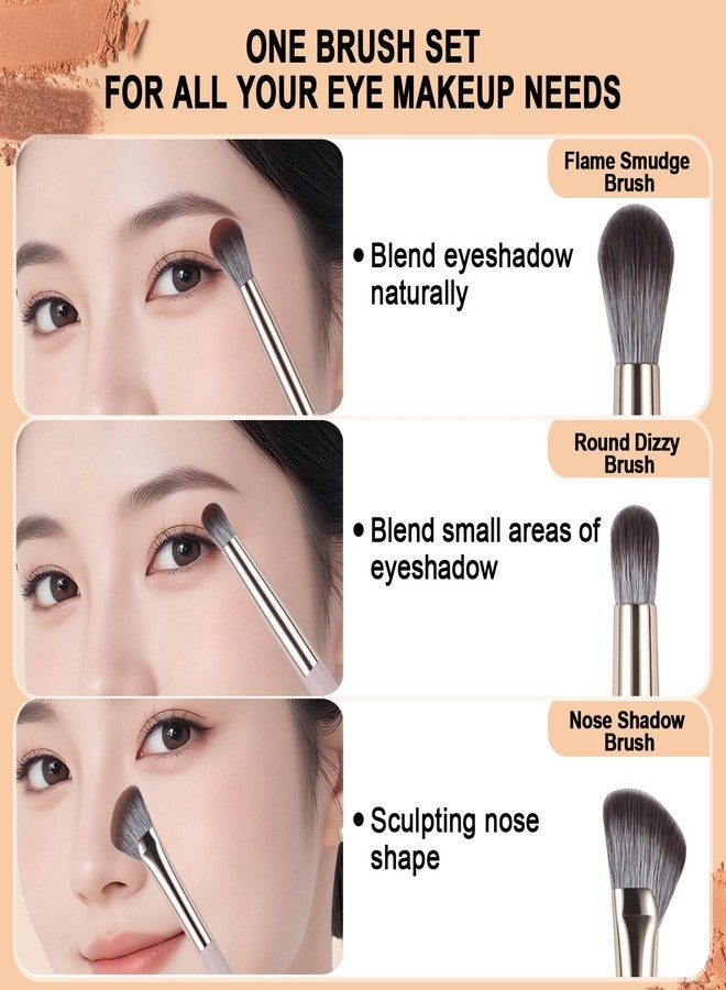 BEAUTYFACTOR 8Pcs Eye Makeup Brush Set, Professional Eyeshadow Makeup Brushes Under Eye with Synthetic Nose Contour Brush Angled Eyebrow Brushes for Liquid, Powder Blending Contouring Concealer Brows Eye shadows - Image 2