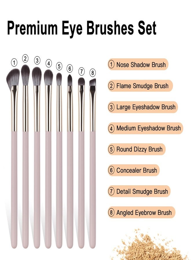 BEAUTYFACTOR 8Pcs Eye Makeup Brush Set, Professional Eyeshadow Makeup Brushes Under Eye with Synthetic Nose Contour Brush Angled Eyebrow Brushes for Liquid, Powder Blending Contouring Concealer Brows Eye shadows - Image 5