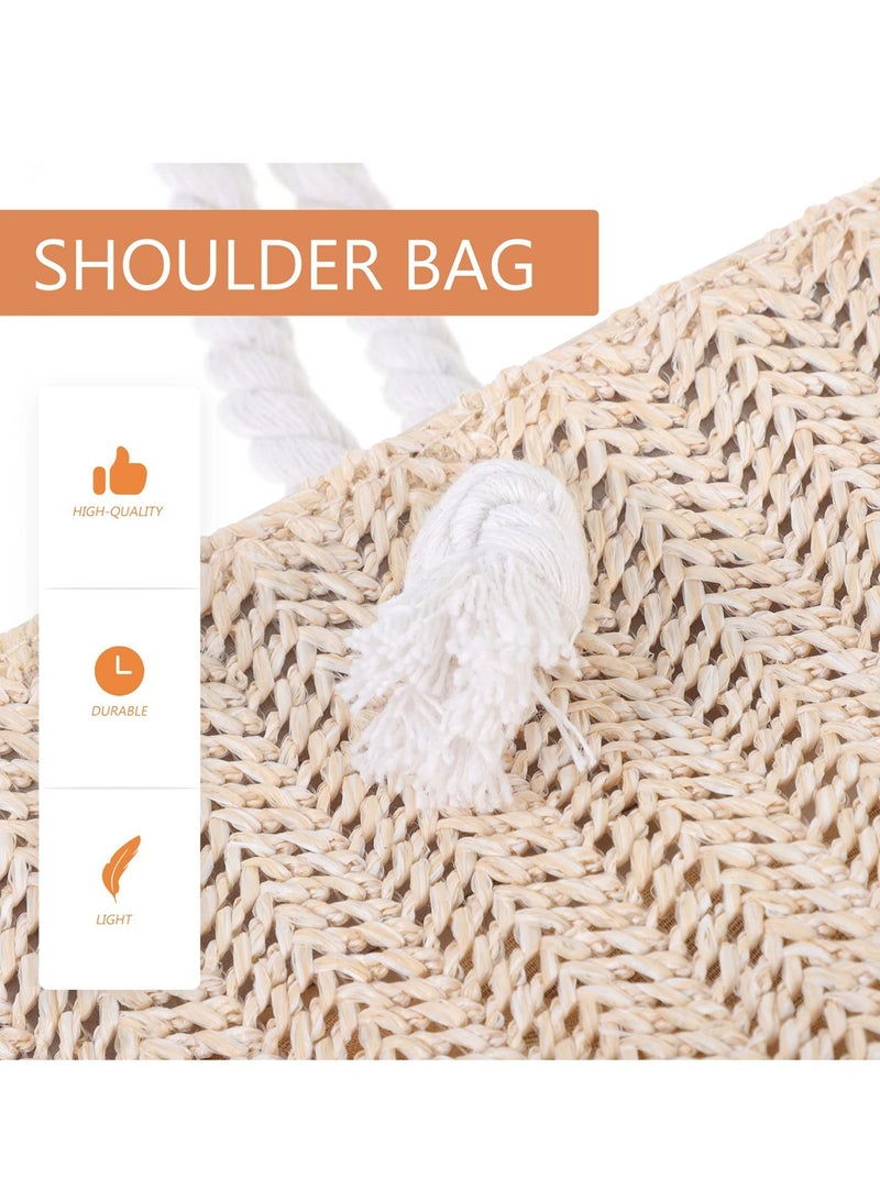 Excefore Straw Bag Summer Large Woven Beach Bag Purse Handle Shoulder Bag for Women Vacation Tote Handbags  - Image 5