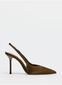 Zara Satin-effect slingback heels  - Image 1