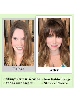 NAYOO 100% Human Hair Bangs Clip In Hair Extensions Medium Brown Clip On Bangs Wispy Bangs Fringe With Temples Hairpieces For Women Curved Bangs For Daily Wear  - Image 5