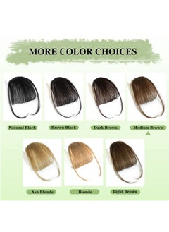 NAYOO 100% Human Hair Bangs Clip In Hair Extensions Medium Brown Clip On Bangs Wispy Bangs Fringe With Temples Hairpieces For Women Curved Bangs For Daily Wear  - Image 4