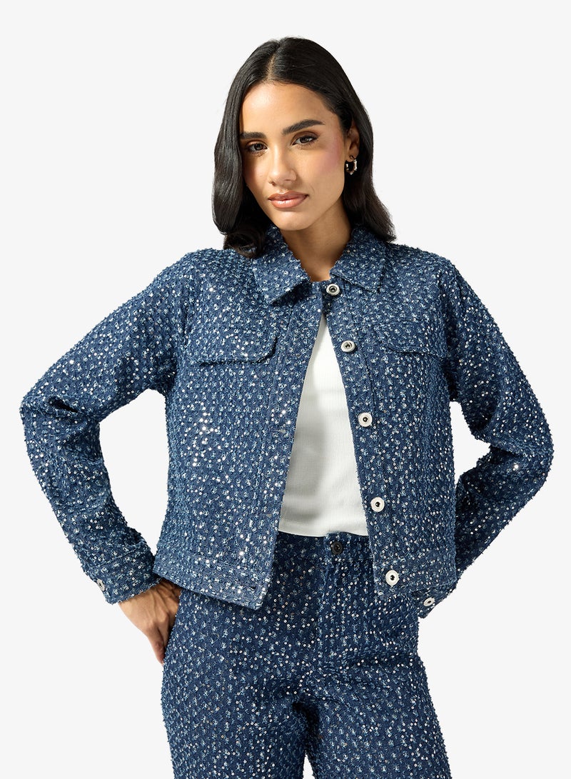 ONLY Shimmer Denim Jacket - Image 1