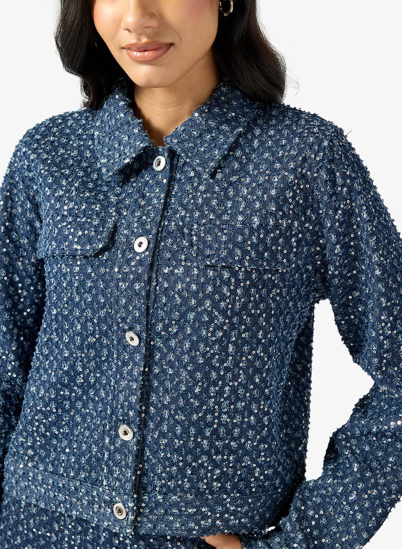 ONLY Shimmer Denim Jacket - Image 3