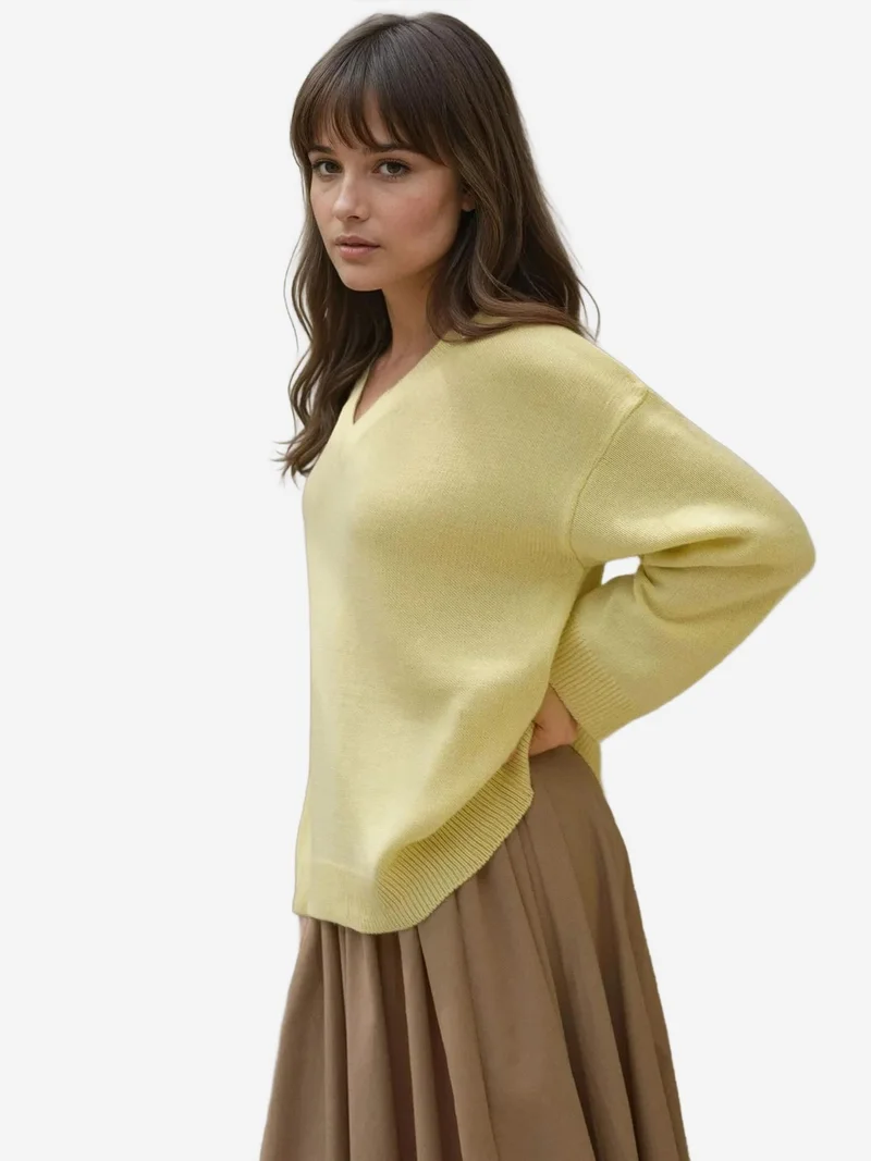 HICCUP Thick Knit V-neck Sweater