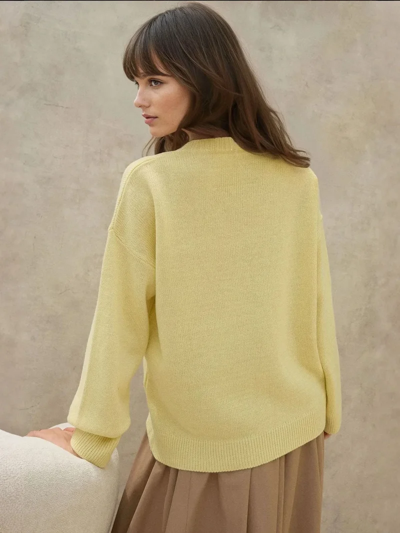 HICCUP Thick Knit V-neck Sweater