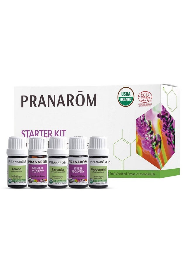 PRANAROM - Essential Oil Starter Kit (Lavender, Lemon, Peppermint, Grapefruit, Sage) 5Ml Usda Certified Organic - Image 1
