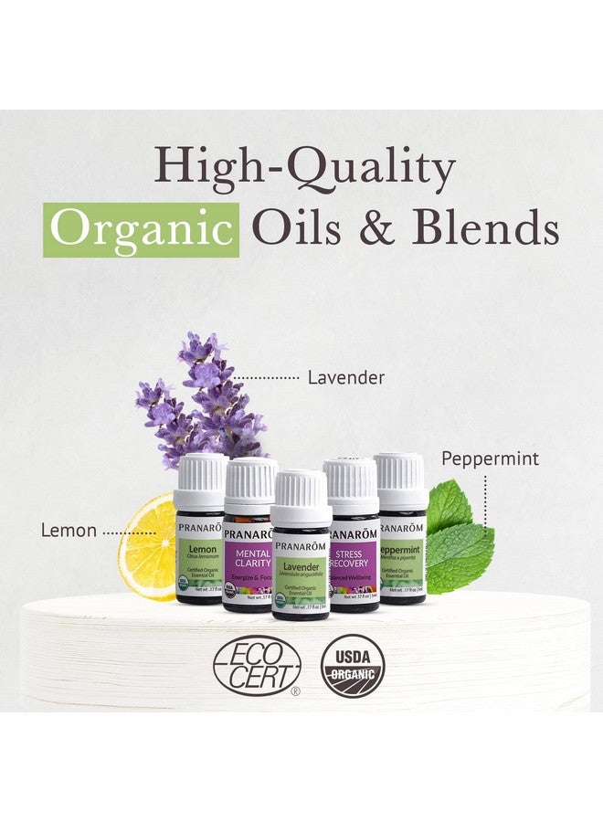 PRANAROM - Essential Oil Starter Kit (Lavender, Lemon, Peppermint, Grapefruit, Sage) 5Ml Usda Certified Organic - Image 3