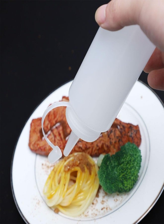 PUTHAK Plastic Condiment Squeeze Bottle Ketchup Mustard Honey Sauce Dispenser Bottle with Twist On Cap Lids and Discrete Measurements - 200 ML (White, Pack of 2) - Image 2