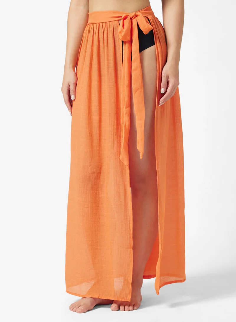 جينجر Sheer Sarong Style Wrap Skirt