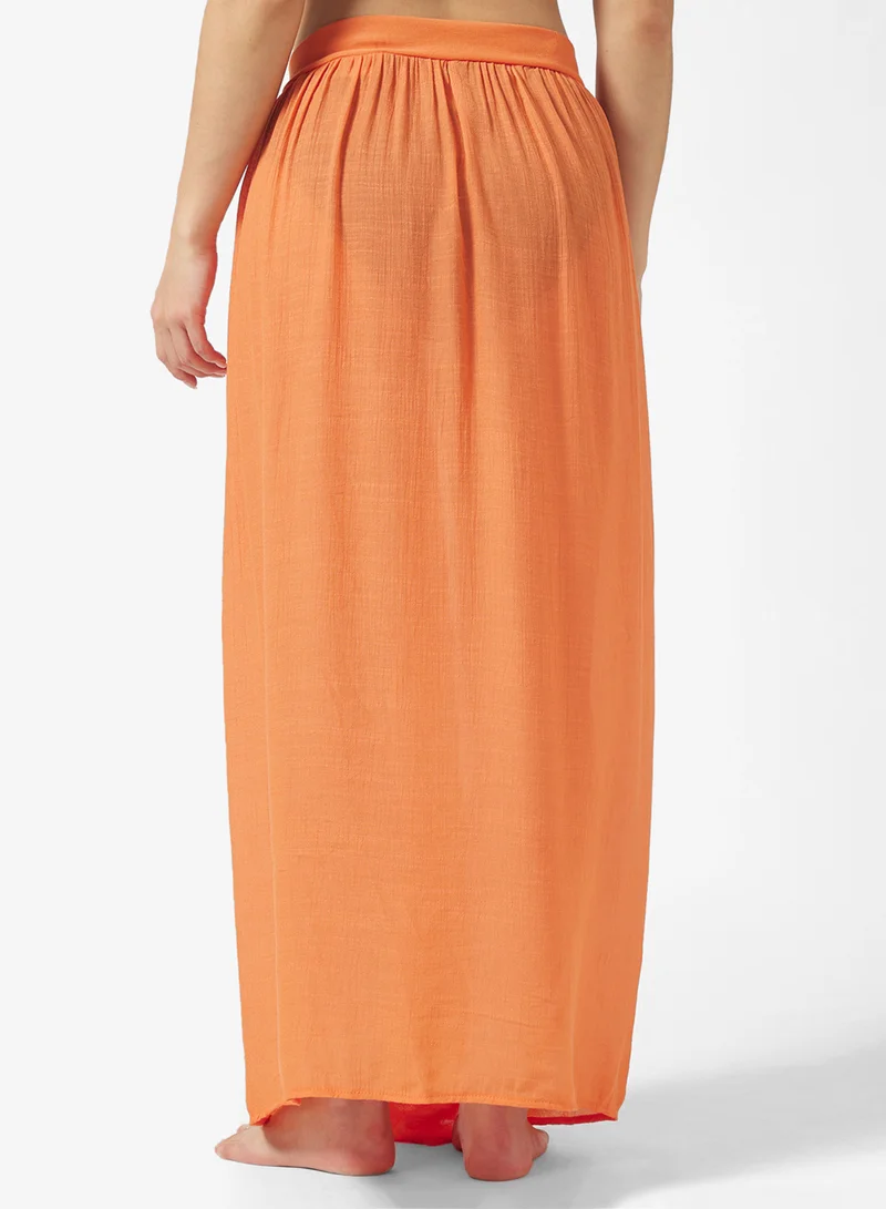 جينجر Sheer Sarong Style Wrap Skirt