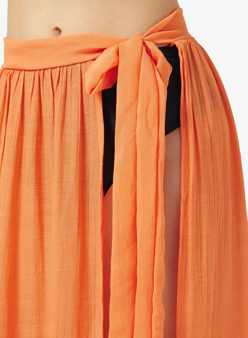 جينجر Sheer Sarong Style Wrap Skirt