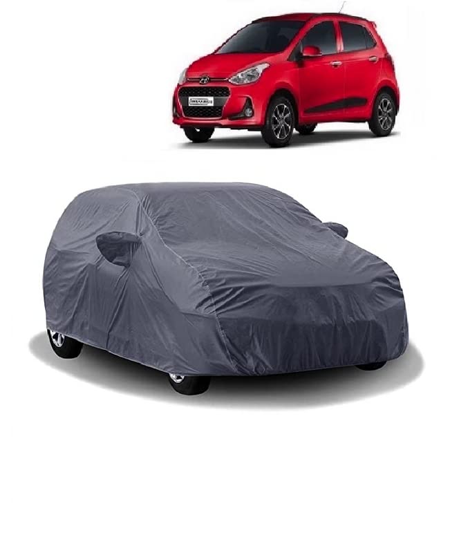 Carigiri Grey Car Body Cover for Hyundai Grand i10(Triple Stitched,Mirror Pockets,UV Resistant,Dustproof)(Models-2013, 2014, 2015, 2016, 2017, 2018) - Image 1