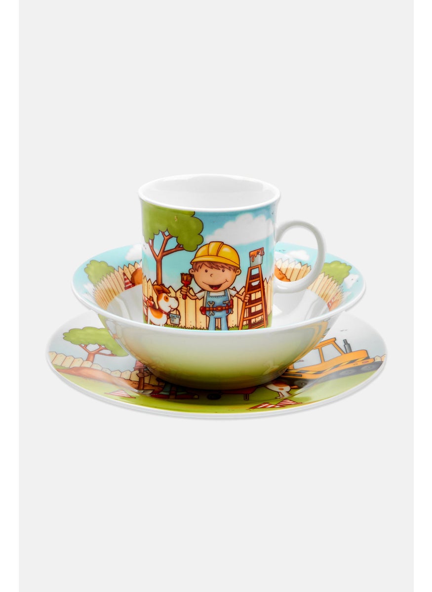 Ritzenhoff & Breker 3 Piece Construction Worker Kindergedeck Children Set, Yellow Combo  - Image 1