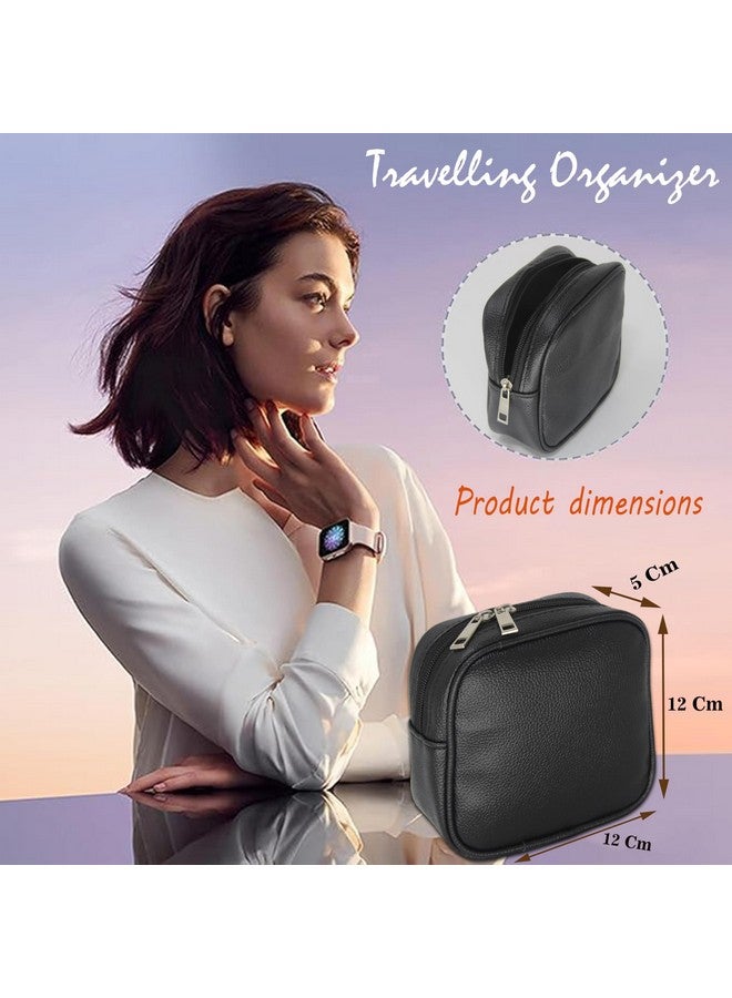 Luces Fabric Black Small Pouches for Women, Mini Makeup Pouch, Coin Purse Pocket Cosmetic Bag Earring Travel Organizer for Lipstick Jewelry Earphones Pack of 2 - Image 4