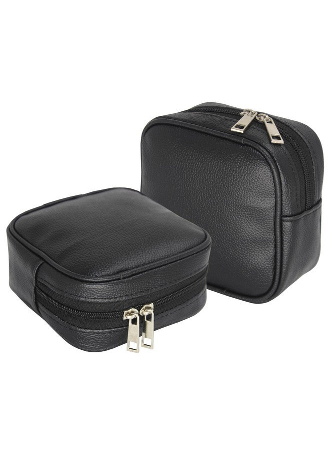 Luces Fabric Black Small Pouches for Women, Mini Makeup Pouch, Coin Purse Pocket Cosmetic Bag Earring Travel Organizer for Lipstick Jewelry Earphones Pack of 2 - Image 1