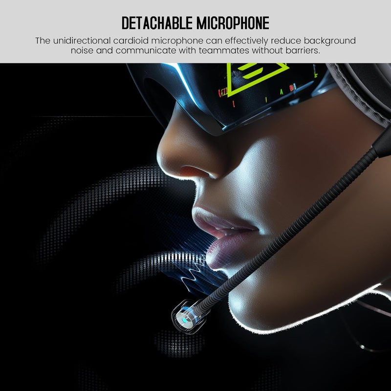 EKSA E900 Headset with Microphone for PC, PS4,PS5, Xbox - Detachable Noise Canceling Mic, 3D Surround Sound, Wired Headphone for Gaming, Computer, Laptop, 3.5MM Jack - Image 3