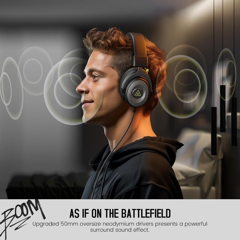 EKSA E900 Headset with Microphone for PC, PS4,PS5, Xbox - Detachable Noise Canceling Mic, 3D Surround Sound, Wired Headphone for Gaming, Computer, Laptop, 3.5MM Jack - Image 2