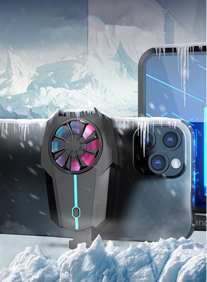 Mobile Phone Cooler, Cell Phone Cooling Fan with 3 Wind Speeds  for Gaming,Cell Phone Radiator Heatsink with with RGB Light for iPhone Android Smartphones,Live Streaming Mobile Gaming,Rechargeable  - Image 2