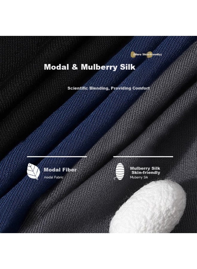LANG SHA Langsha Men's Modal Mulberry Silk Socks Mid-tube Thin Large Size Antibacterial Black Business Socks 4 Pairs Spring And Autumn - Image 2