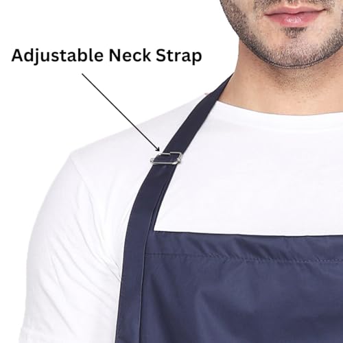 MAKSTILE Waterproof Apron For Kitchen Dishwashing, Cooking, Dog Grooming, Gardening, Car Wash, Lab, Restaurant & Industrial Use | Unisex| Color-Navy Blue | Pack Of 2 - Image 2