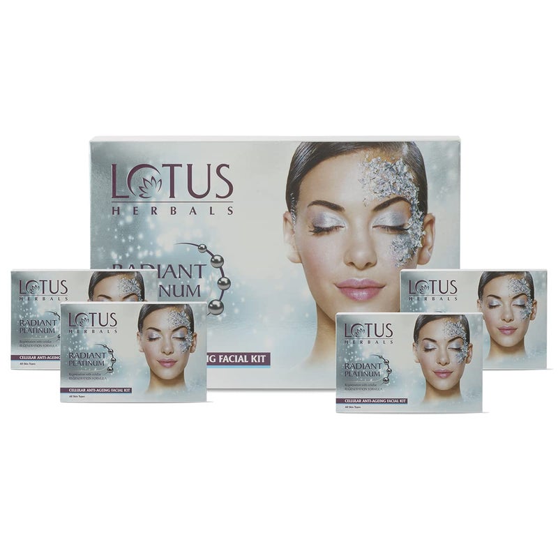 LOTUS HERBALS Lotus Herbals Radiant Platinum Cellular AntiAgeing Facial Kit 4 in 1 Pack 200g  - Image 1