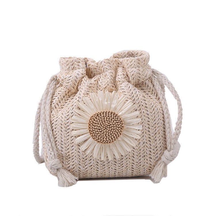 Woven Straw Bucket Shoulder Bag - Image 5