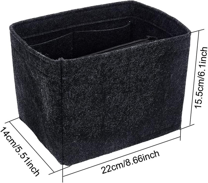 klarako Felt Purse Organizer Insert, Handbag Tote Shaper for Picotin 22 Bucket Bag Liner Bag Compartment Inside Women Bag In Bag for Hermes Picotin 22, Dark Gray, 8.66x5.51x6.1 Inch - Image 2