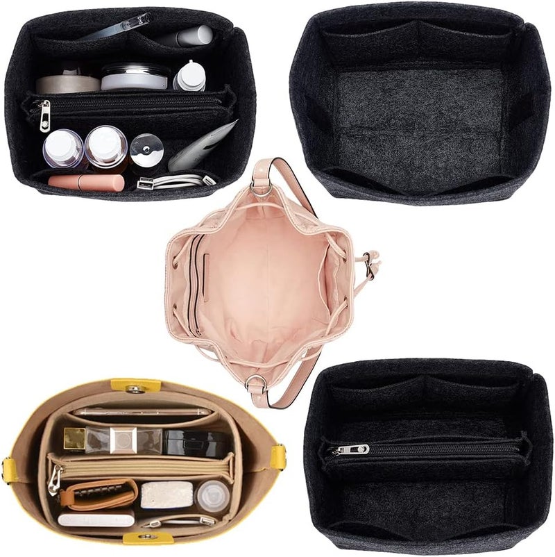 klarako Felt Purse Organizer Insert, Handbag Tote Shaper for Picotin 22 Bucket Bag Liner Bag Compartment Inside Women Bag In Bag for Hermes Picotin 22, Dark Gray, 8.66x5.51x6.1 Inch - Image 5