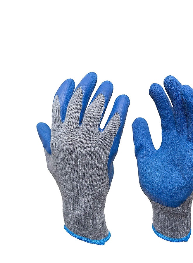 HASANAT ESSENTIALS Essentials Rubber Latex Double Coated Work Gloves with Grip for Construction Gardening Gloves Heavy Duty Cotton Blend Blue 12 Pair Packet