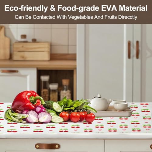 Parssufy Multipurpose Washable Anti-Slip Kitchen Cabinet Drawer Shelf Mat Liner Sheets for Waterproof Shelf Paper with Modern Pattern EVA Cabinet Mat–Easy to Cut(45x300cm) (Cherry Print) - Image 4