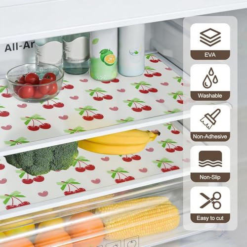 Parssufy Multipurpose Washable Anti-Slip Kitchen Cabinet Drawer Shelf Mat Liner Sheets for Waterproof Shelf Paper with Modern Pattern EVA Cabinet Mat–Easy to Cut(45x300cm) (Cherry Print) - Image 3
